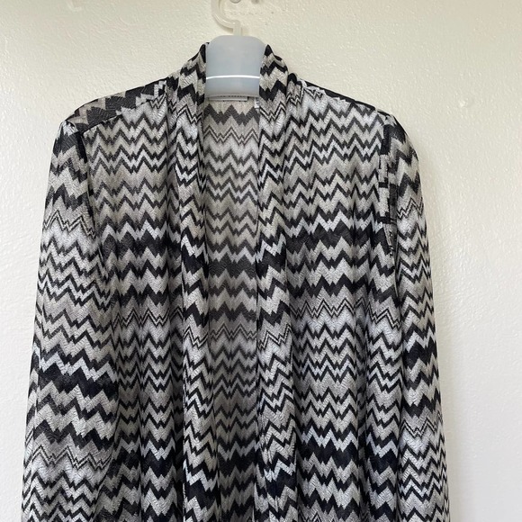 Susan Graver Zig Zag Open Knit semi sheer cardigan size 1X - Picture 3 of 11